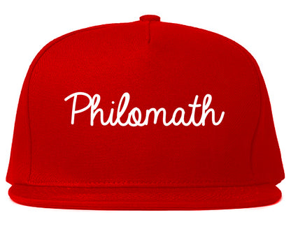 Philomath Oregon OR Script Mens Snapback Hat Red