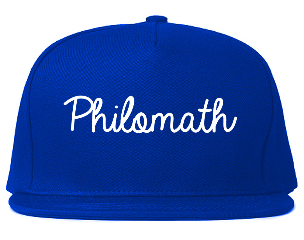 Philomath Oregon OR Script Mens Snapback Hat Royal Blue