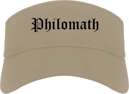 Philomath Oregon OR Old English Mens Visor Cap Hat Khaki