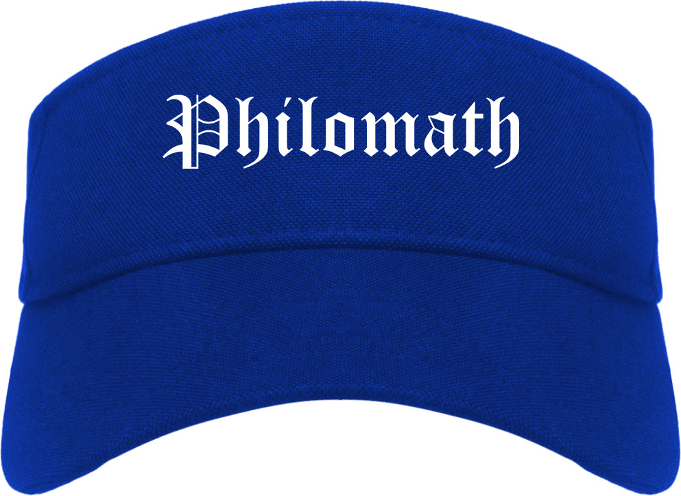 Philomath Oregon OR Old English Mens Visor Cap Hat Royal Blue