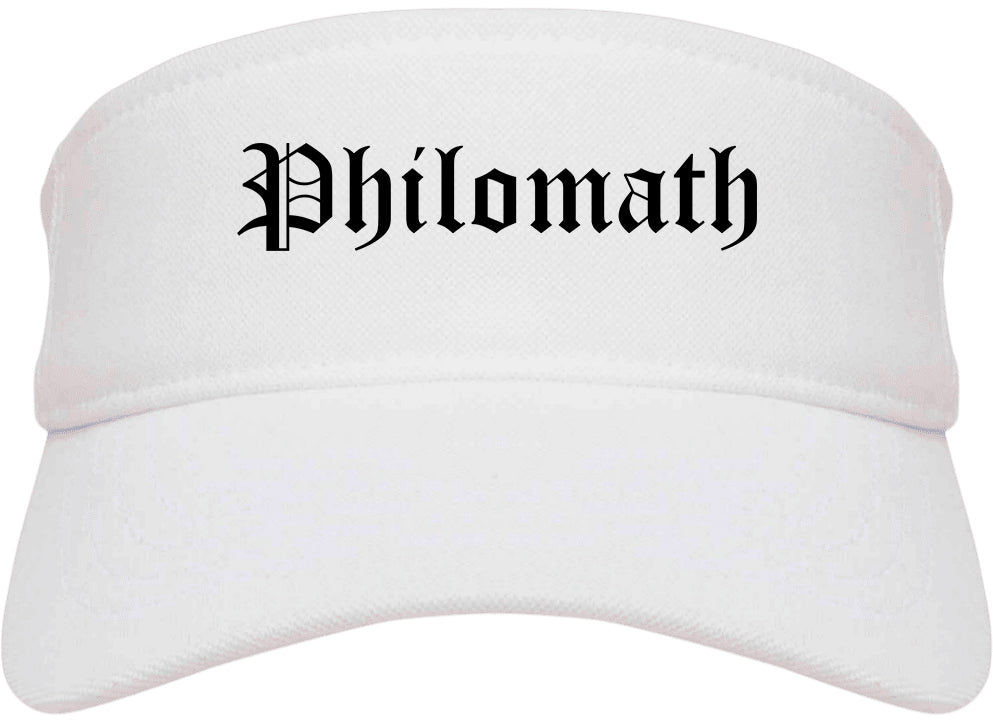 Philomath Oregon OR Old English Mens Visor Cap Hat White