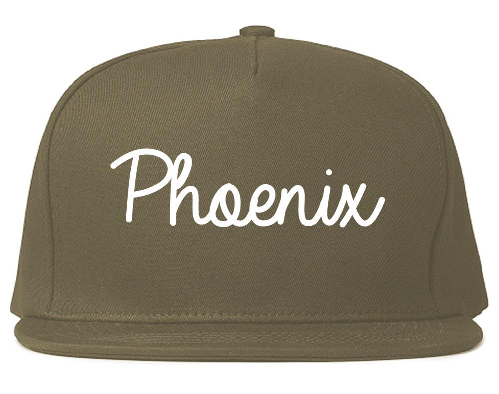 Phoenix Arizona AZ Script Mens Snapback Hat Grey