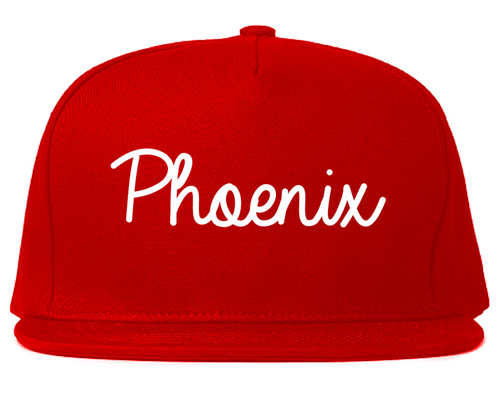 Phoenix Arizona AZ Script Mens Snapback Hat Red