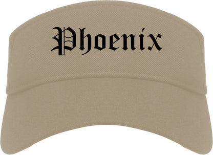 Phoenix Arizona AZ Old English Mens Visor Cap Hat Khaki