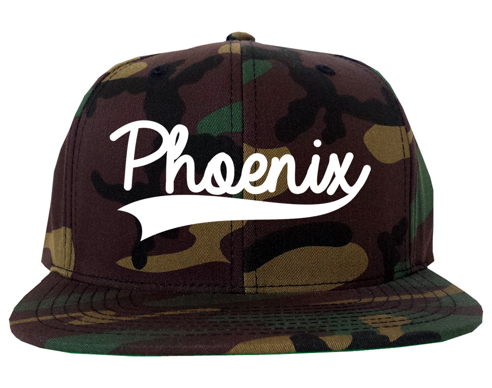 Phoenix Old School Varsity Logo Mens Snapback Hat Camo