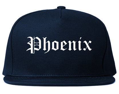 Phoenix Oregon OR Old English Mens Snapback Hat Navy Blue