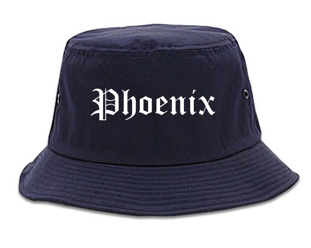 Phoenix Oregon OR Old English Mens Bucket Hat Navy Blue