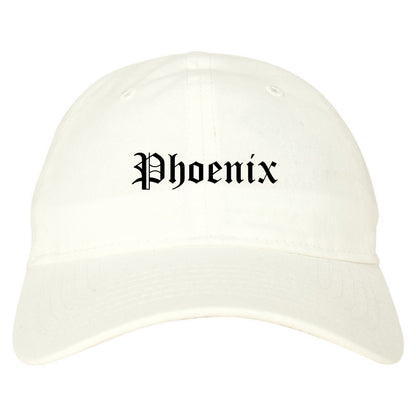 Phoenix Oregon OR Old English Mens Dad Hat Baseball Cap White