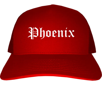 Phoenix Oregon OR Old English Mens Trucker Hat Cap Red