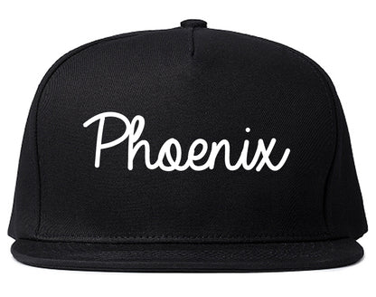 Phoenix Oregon OR Script Mens Snapback Hat Black