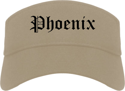 Phoenix Oregon OR Old English Mens Visor Cap Hat Khaki