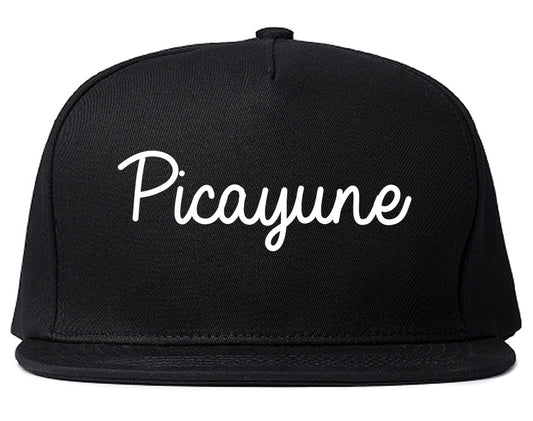 Picayune Mississippi MS Script Mens Snapback Hat Black