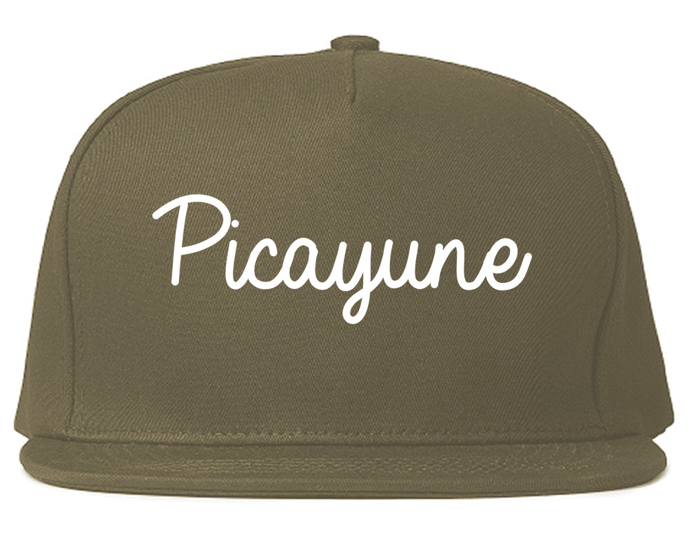 Picayune Mississippi MS Script Mens Snapback Hat Grey