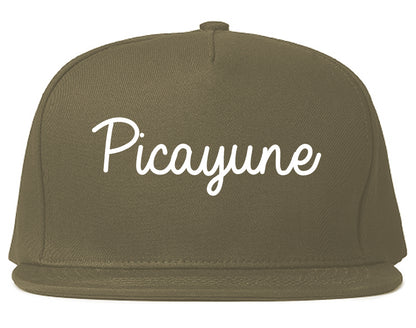 Picayune Mississippi MS Script Mens Snapback Hat Grey