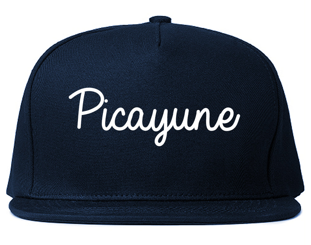 Picayune Mississippi MS Script Mens Snapback Hat Navy Blue