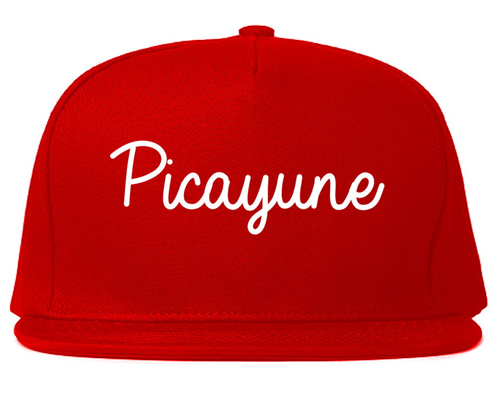 Picayune Mississippi MS Script Mens Snapback Hat Red