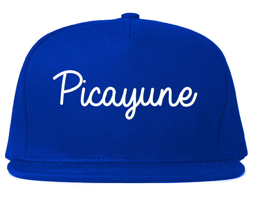 Picayune Mississippi MS Script Mens Snapback Hat Royal Blue