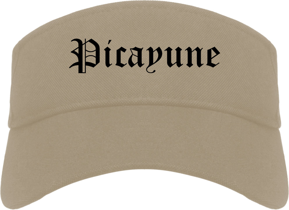 Picayune Mississippi MS Old English Mens Visor Cap Hat Khaki