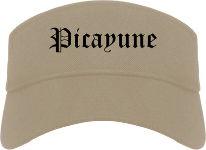 Picayune Mississippi MS Old English Mens Visor Cap Hat Khaki