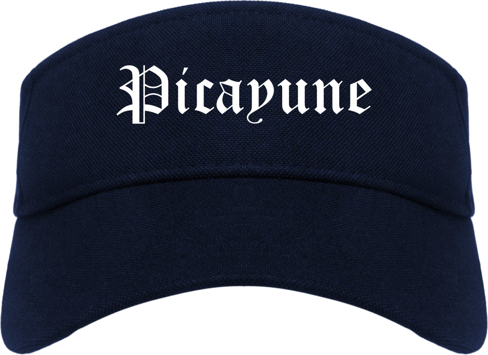 Picayune Mississippi MS Old English Mens Visor Cap Hat Navy Blue