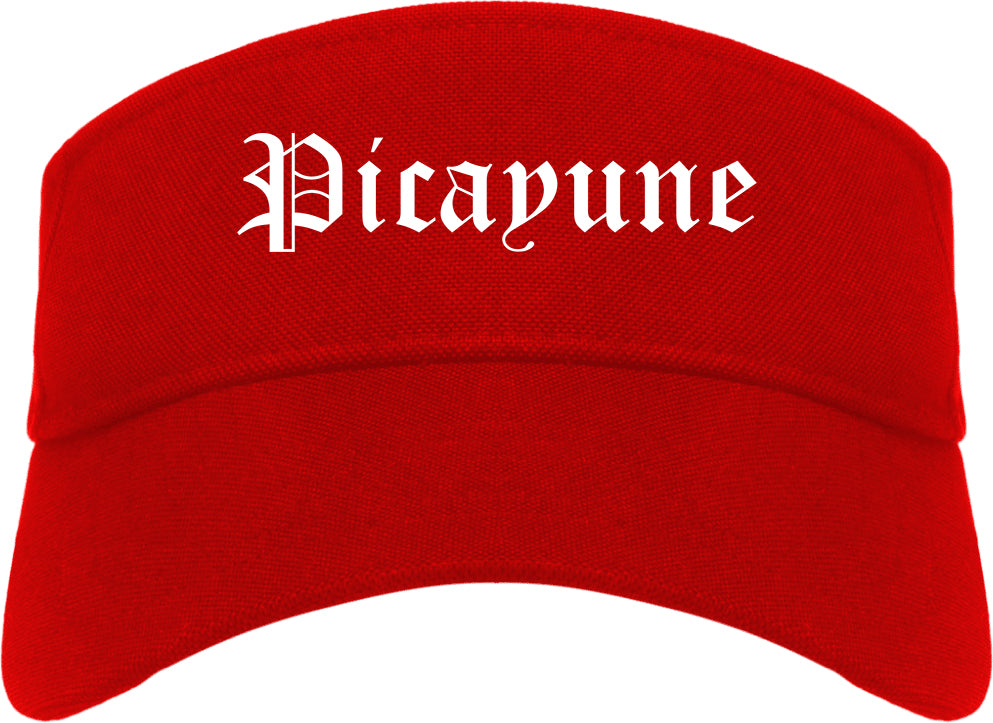 Picayune Mississippi MS Old English Mens Visor Cap Hat Red