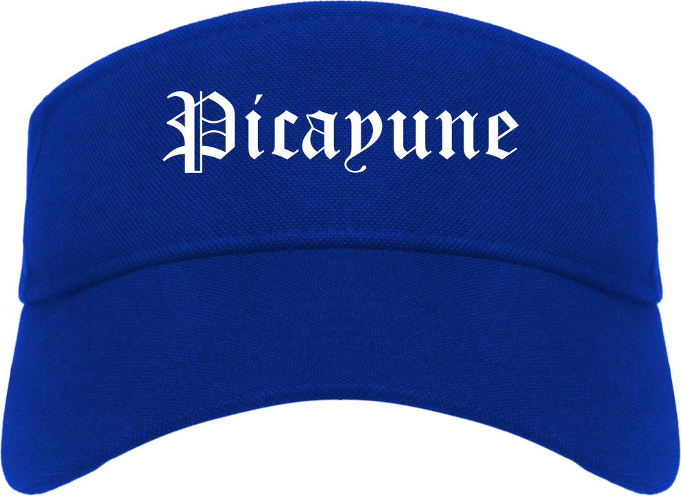 Picayune Mississippi MS Old English Mens Visor Cap Hat Royal Blue