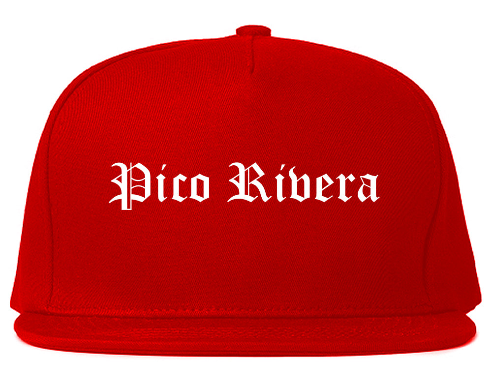 Pico Rivera California CA Old English Mens Snapback Hat Red