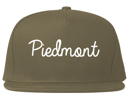 Piedmont Alabama AL Script Mens Snapback Hat Grey