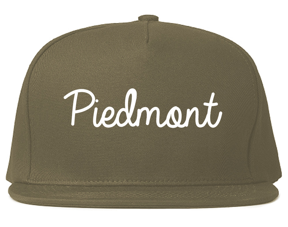 Piedmont California CA Script Mens Snapback Hat Grey