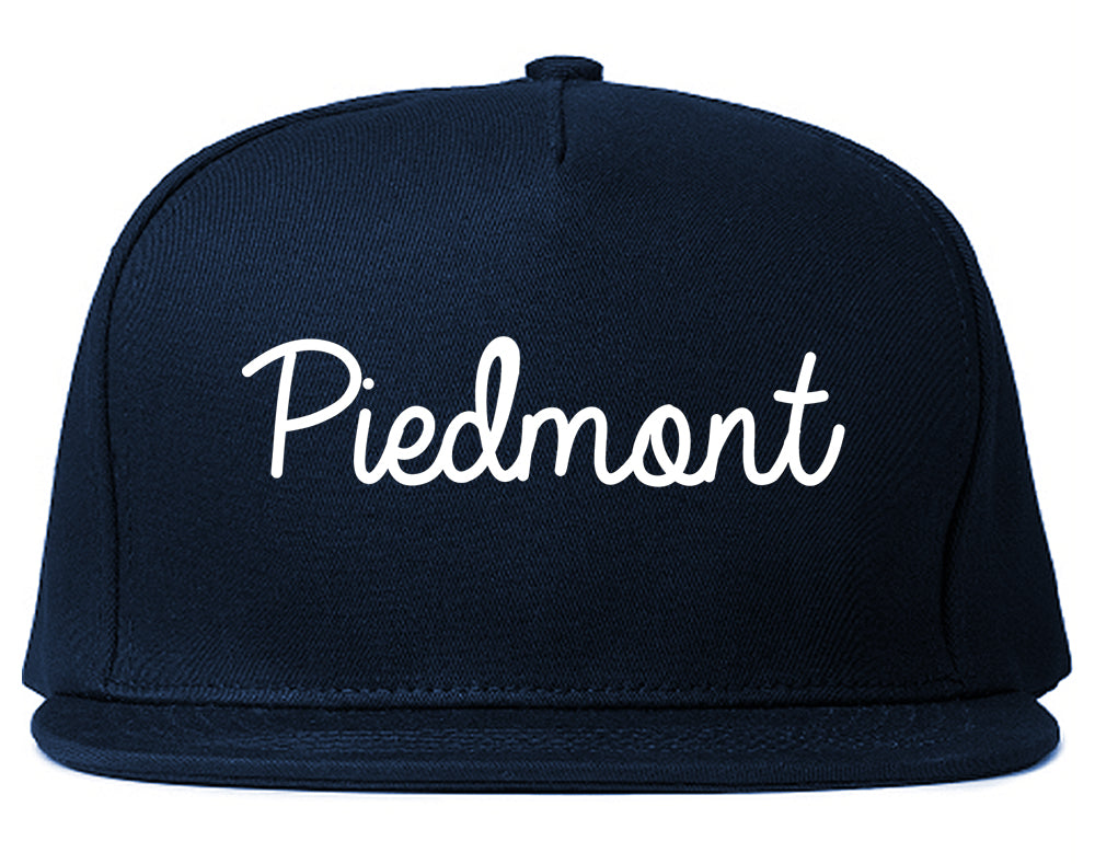 Piedmont Oklahoma OK Script Mens Snapback Hat Navy Blue