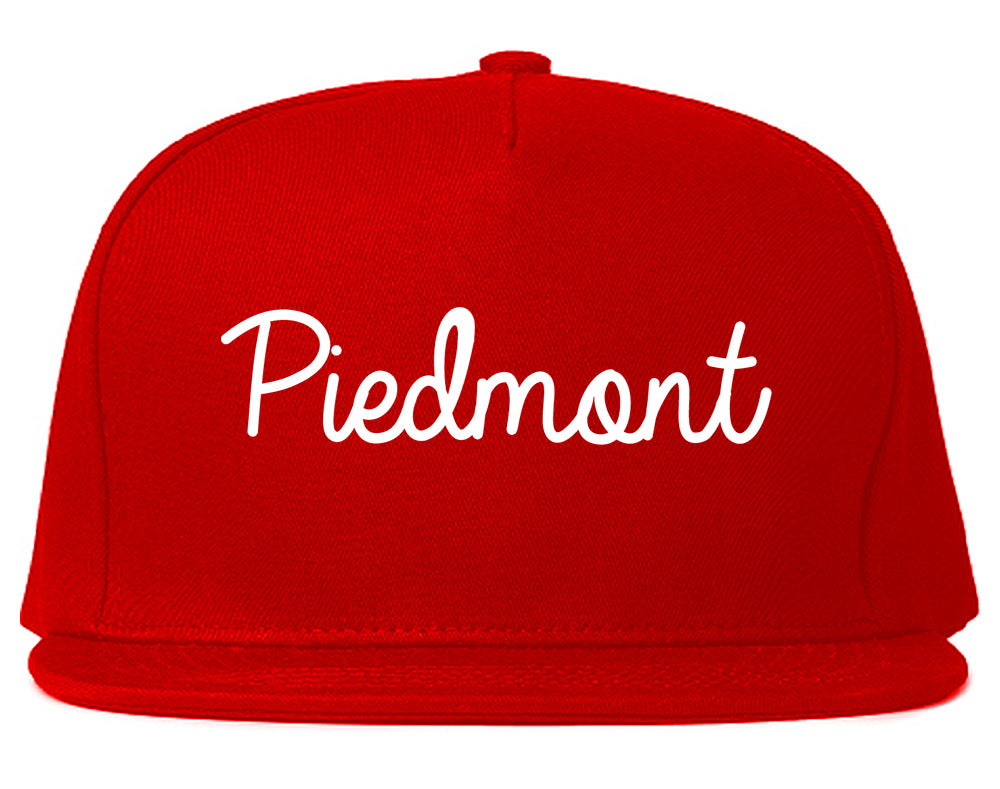 Piedmont Oklahoma OK Script Mens Snapback Hat Red