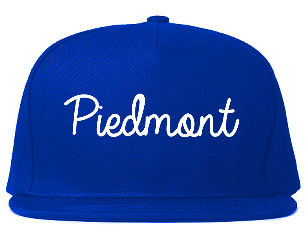 Piedmont Oklahoma OK Script Mens Snapback Hat Royal Blue