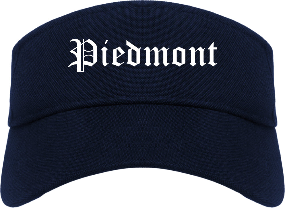 Piedmont Oklahoma OK Old English Mens Visor Cap Hat Navy Blue
