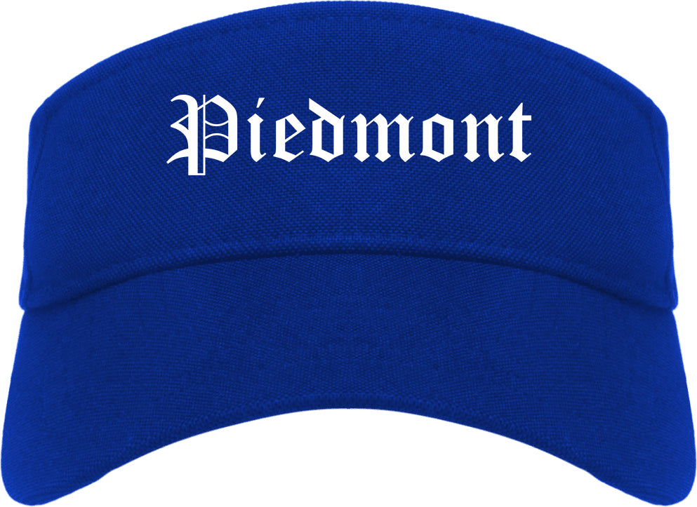 Piedmont Oklahoma OK Old English Mens Visor Cap Hat Royal Blue