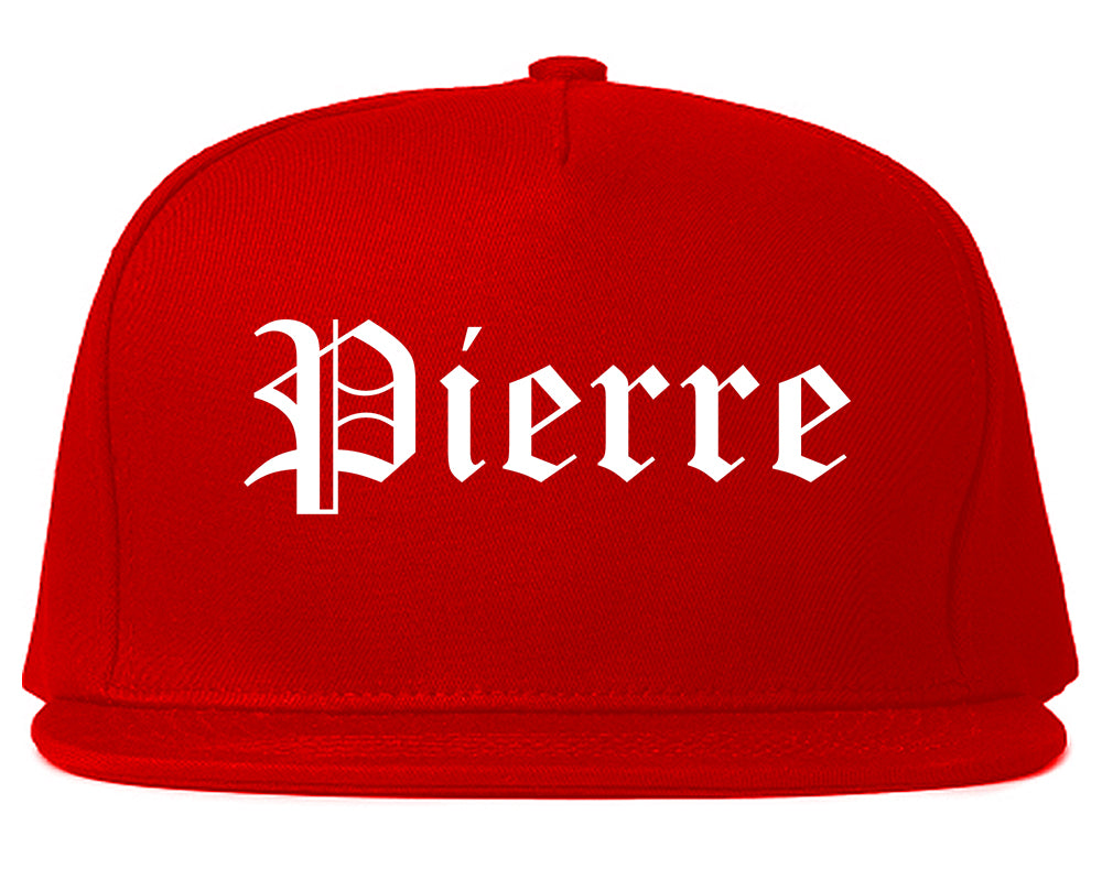 Pierre South Dakota SD Old English Mens Snapback Hat Red