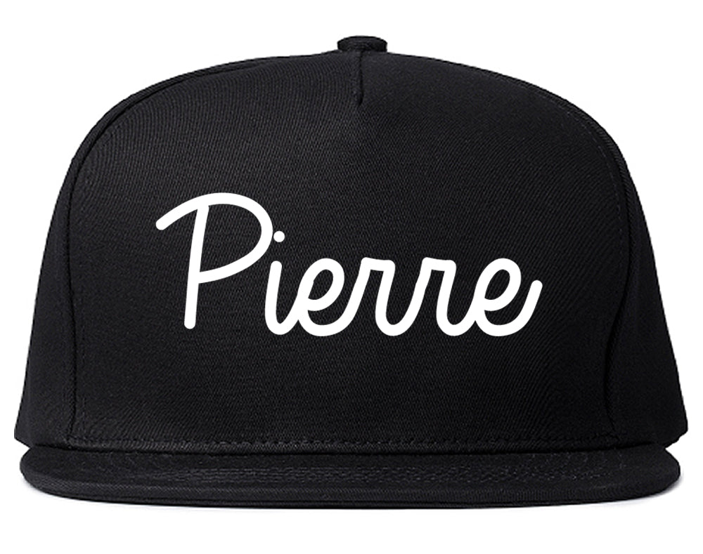 Pierre South Dakota SD Script Mens Snapback Hat Black