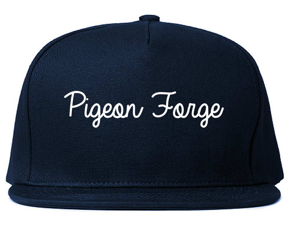 Pigeon Forge Tennessee TN Script Mens Snapback Hat Navy Blue