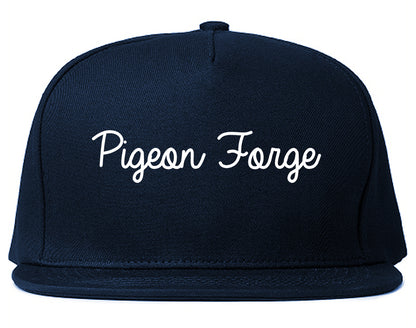 Pigeon Forge Tennessee TN Script Mens Snapback Hat Navy Blue