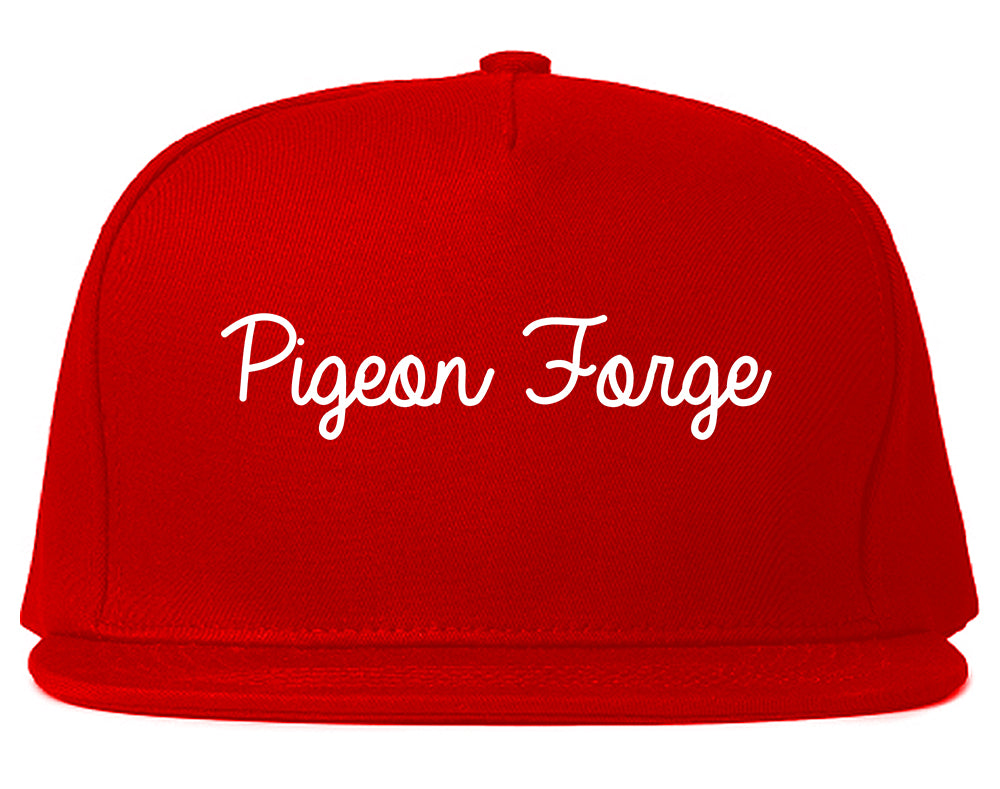 Pigeon Forge Tennessee TN Script Mens Snapback Hat Red