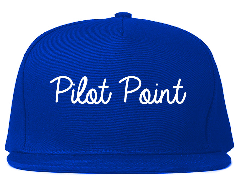 Pilot Point Texas TX Script Mens Snapback Hat Royal Blue