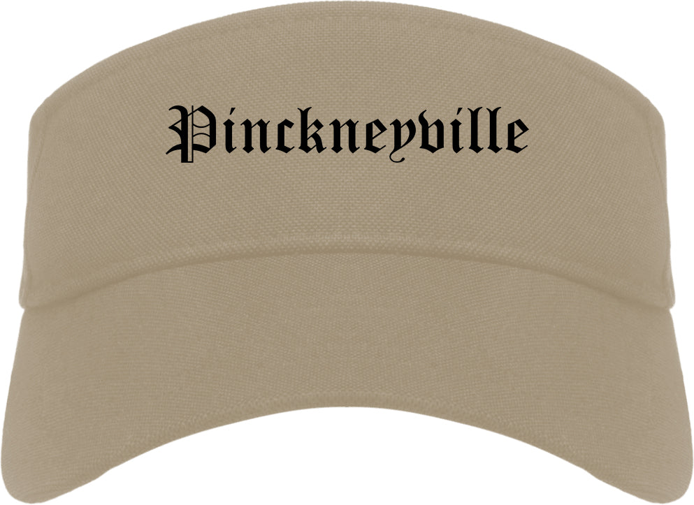 Pinckneyville Illinois IL Old English Mens Visor Cap Hat Khaki
