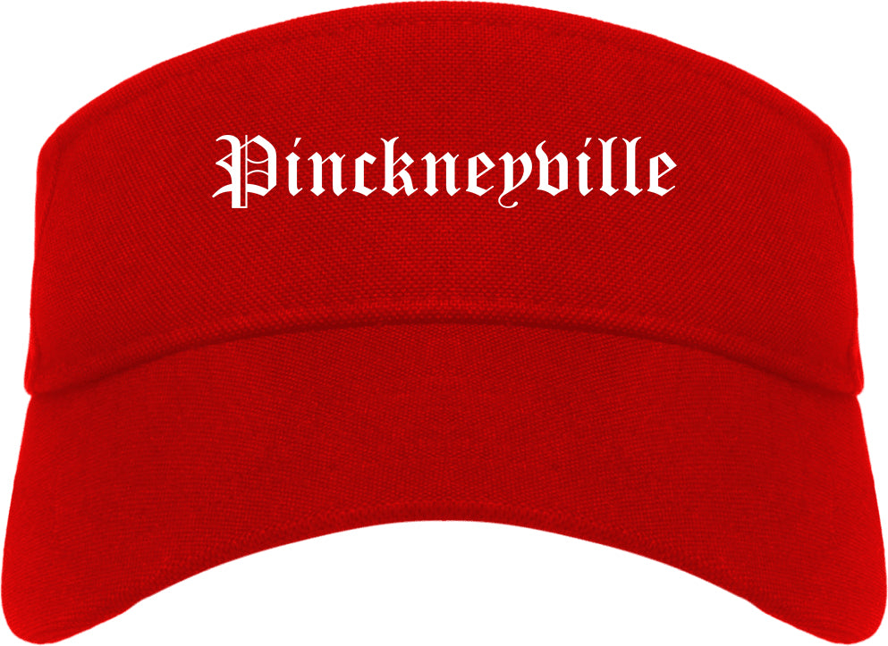 Pinckneyville Illinois IL Old English Mens Visor Cap Hat Red
