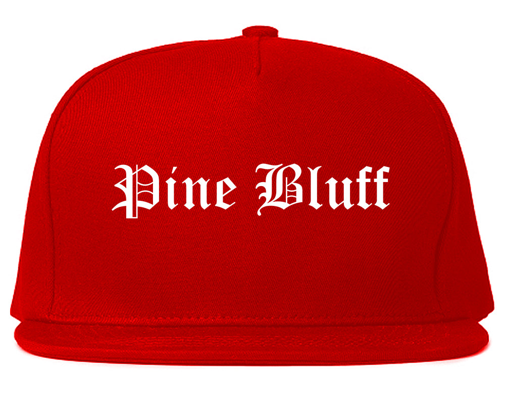 Pine Bluff Arkansas AR Old English Mens Snapback Hat Red