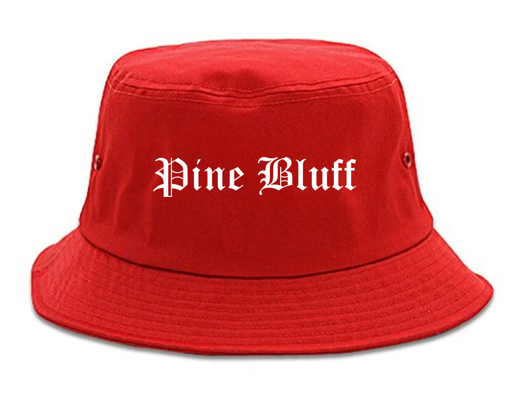 Pine Bluff Arkansas AR Old English Mens Bucket Hat Red