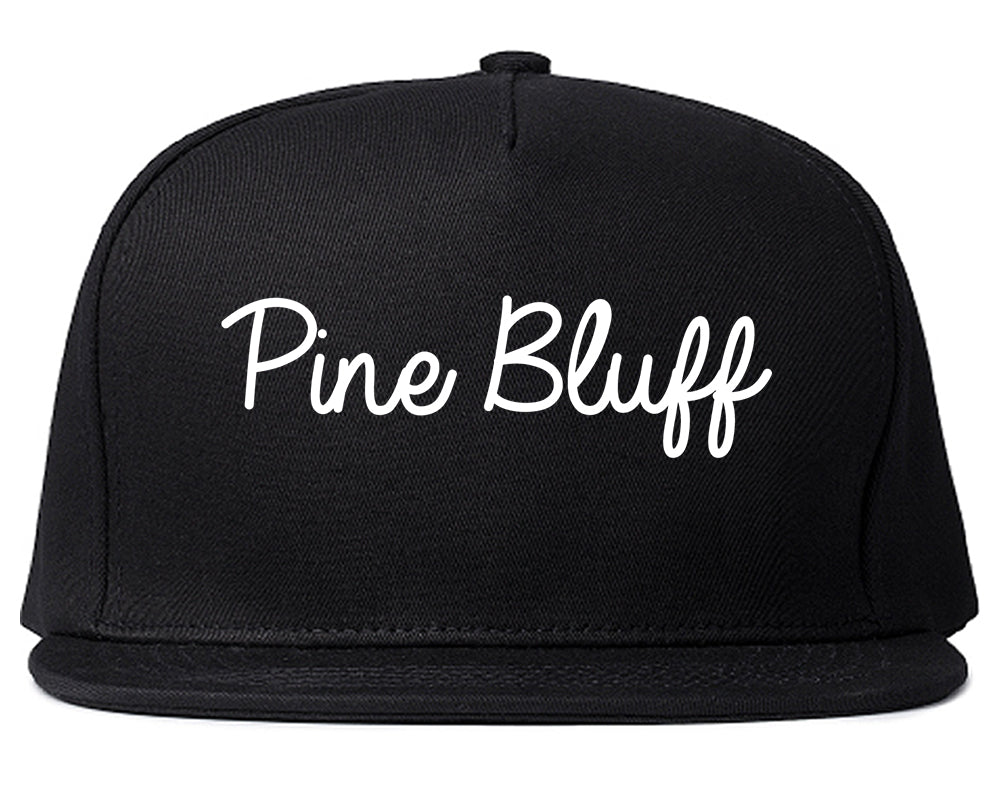 Pine Bluff Arkansas AR Script Mens Snapback Hat Black