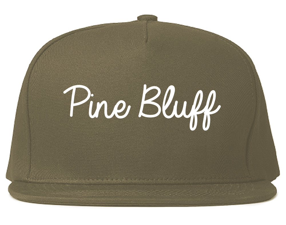 Pine Bluff Arkansas AR Script Mens Snapback Hat Grey