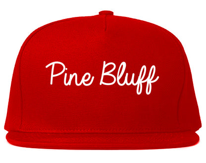 Pine Bluff Arkansas AR Script Mens Snapback Hat Red