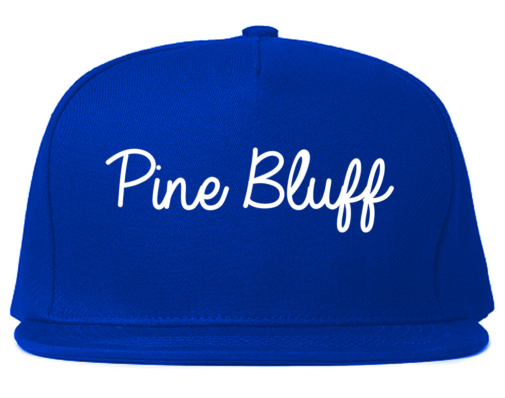 Pine Bluff Arkansas AR Script Mens Snapback Hat Royal Blue