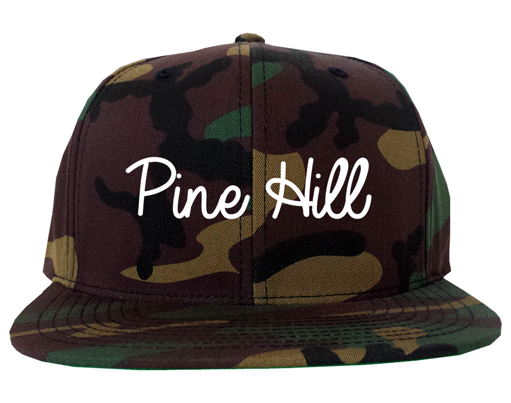 Pine Hill New Jersey NJ Script Mens Snapback Hat Army Camo