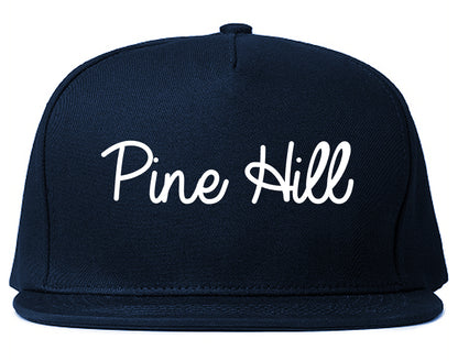 Pine Hill New Jersey NJ Script Mens Snapback Hat Navy Blue